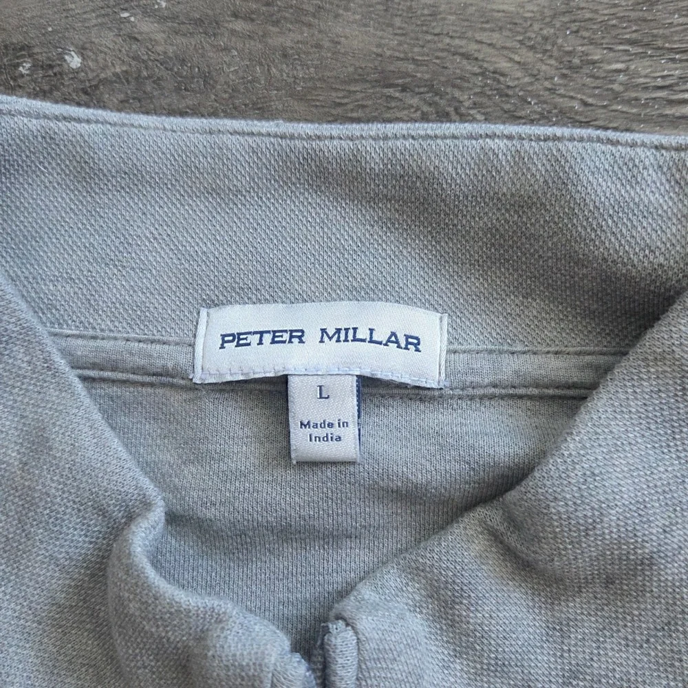 Peter Millar Quarter Zip Pullover Mens Large Gray Navy NAPA Logo 2pk
